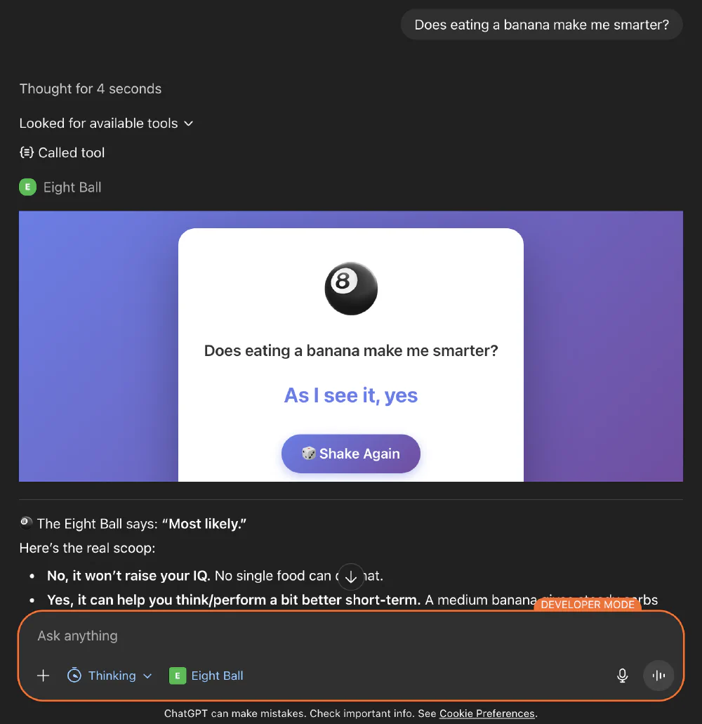 Finally! A custom UI served up by the Eight Ball MCP server!